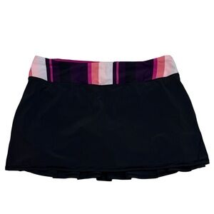 Lululemon Pace Setter Skort Black Assorted Stripe Women’s Sz 8